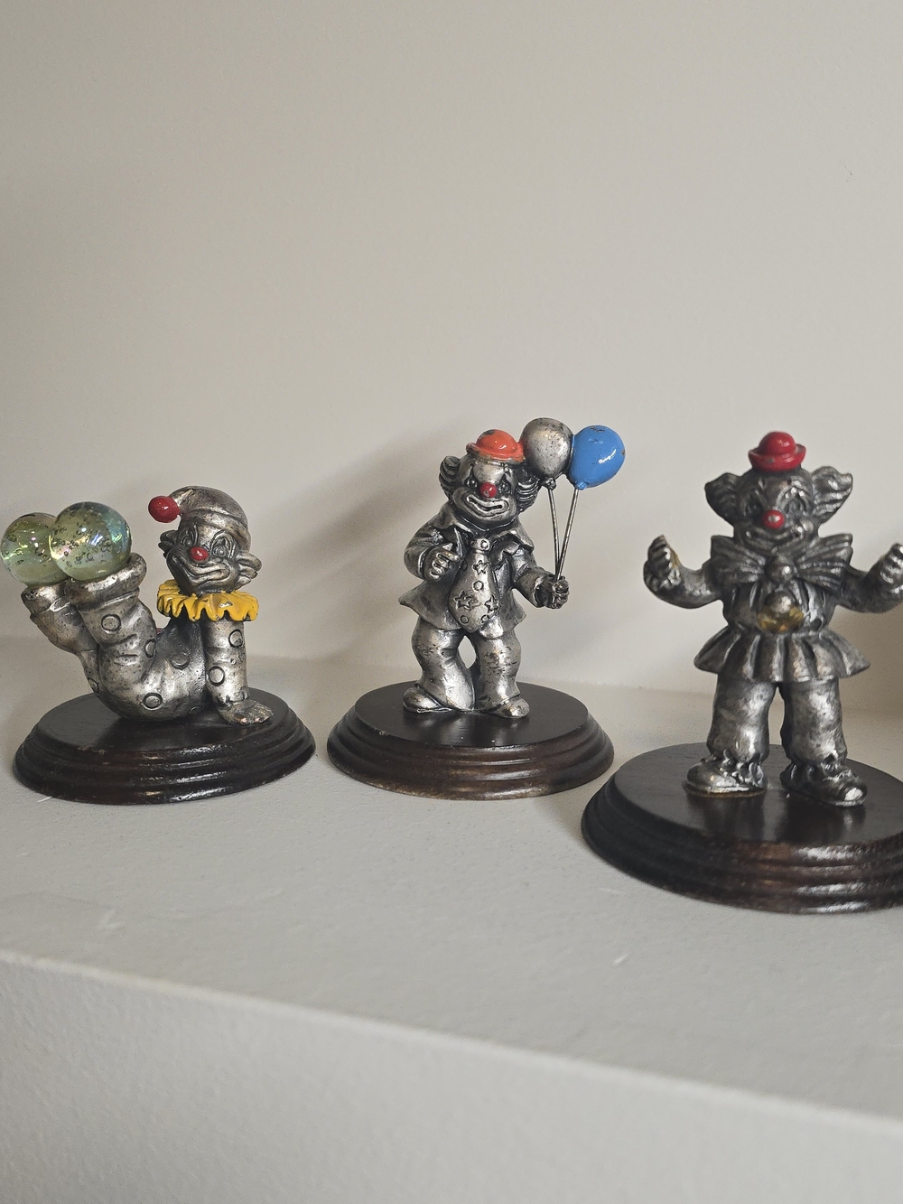 Vintage Good Pewter Clown Set of 3
